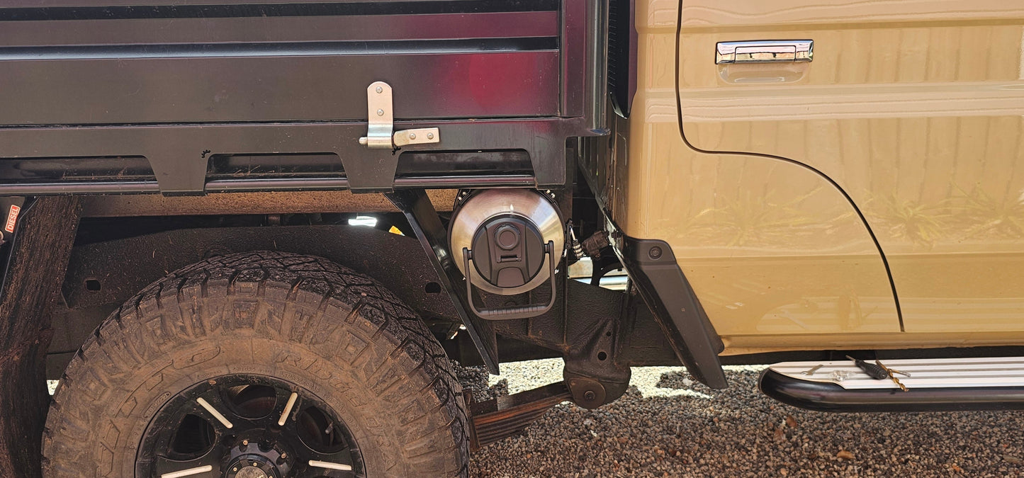 Bottle holder under the car. 